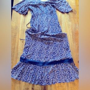 Artesia lavender purple boho maxi dress paisley flowy NWT large button down